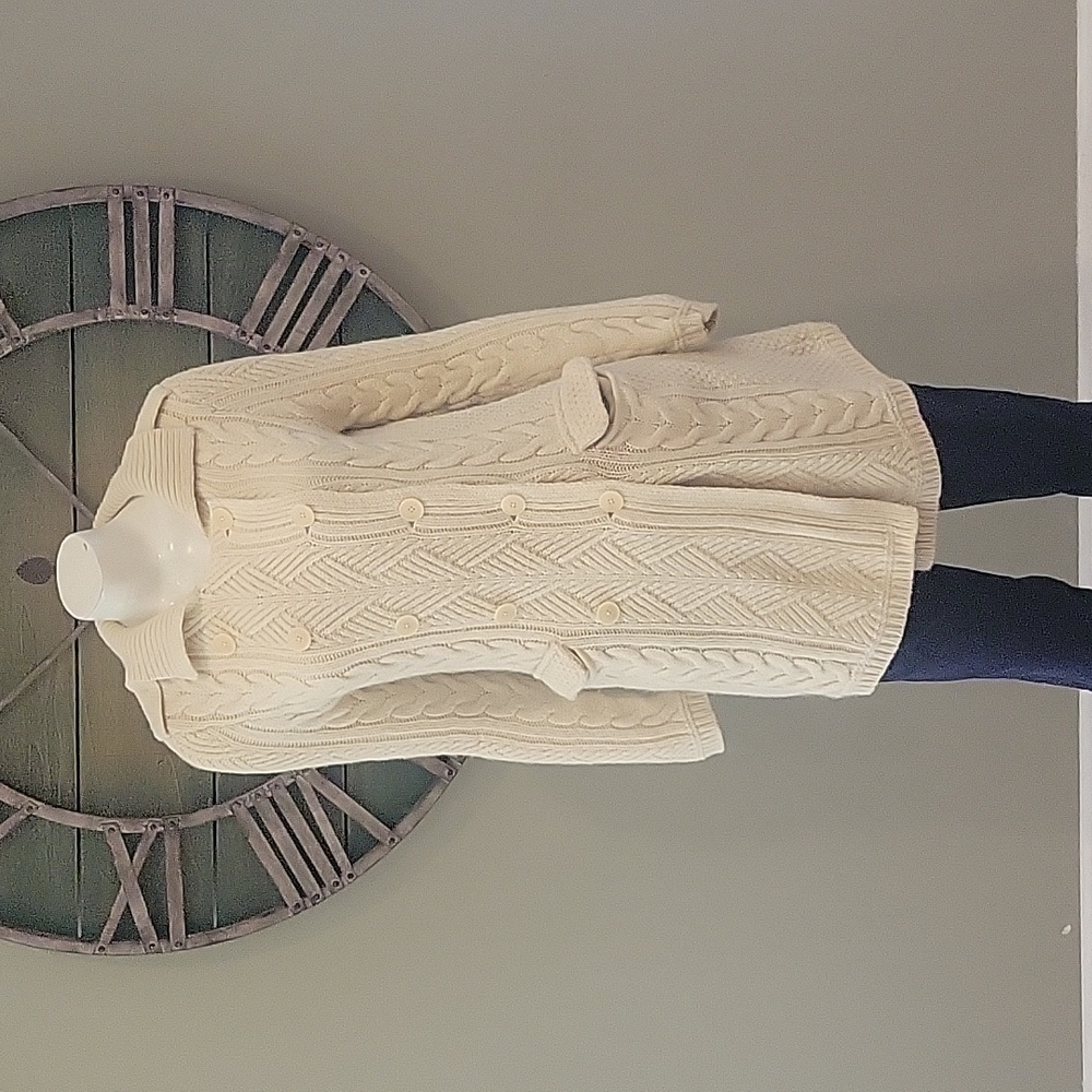 Lauren Ralph Lauren Vintage Long Cable Knit Sweater/Coatigan